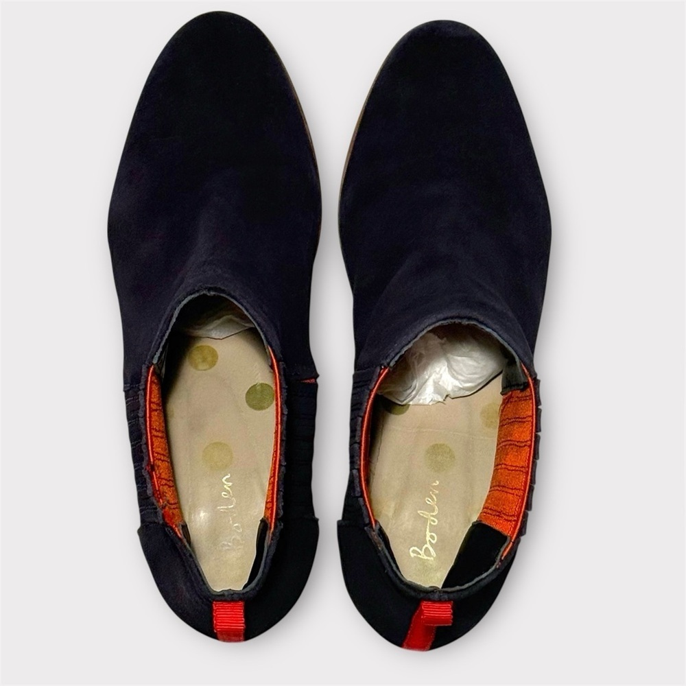 Boden Navy Suede Ankle Boots EU 38 US 7–7.5 Block Heel - Picture 2 of 10